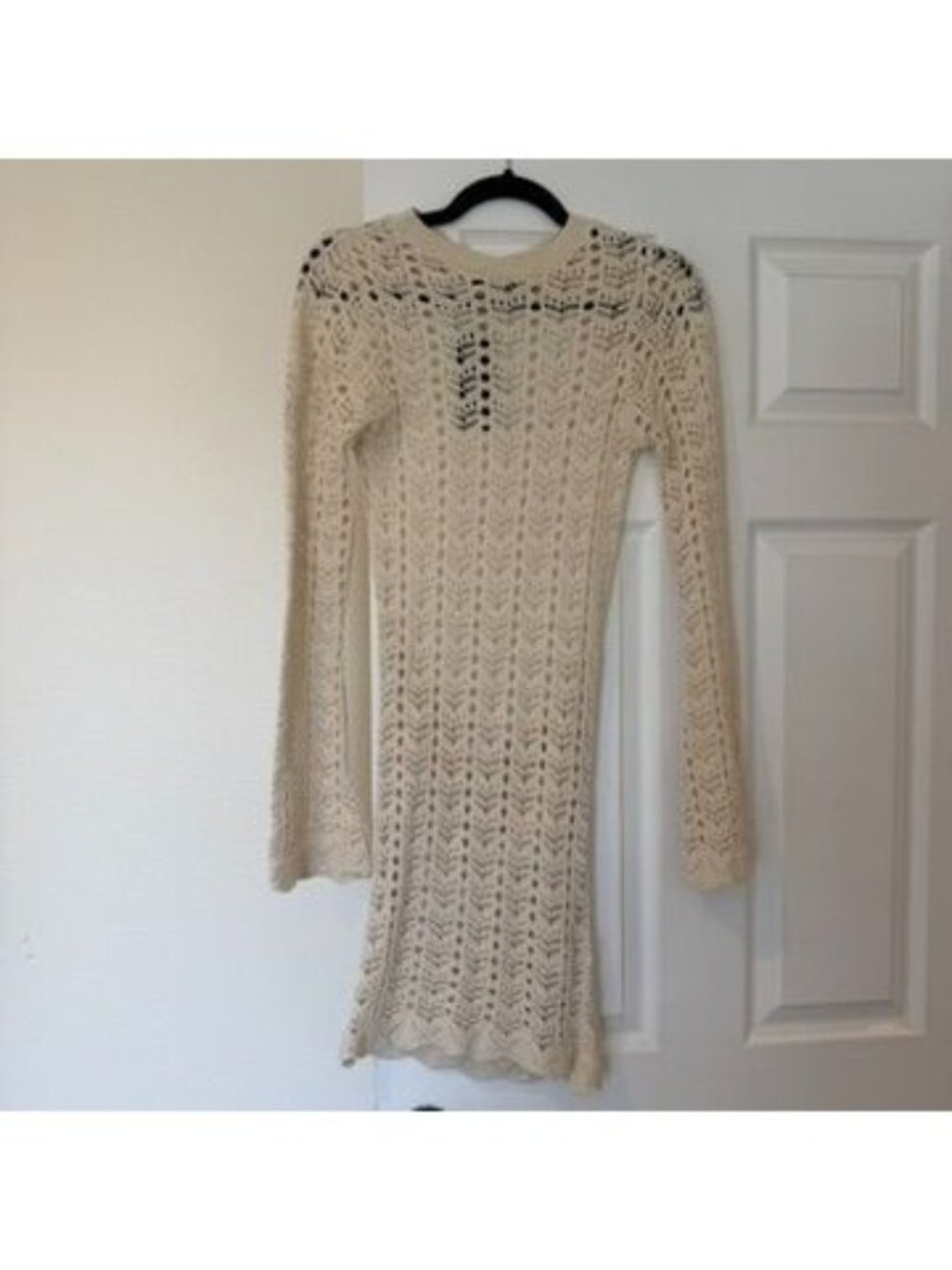 Cream Crochet Open Knit Backless Mini Dress Size 6 NWT Resortwear